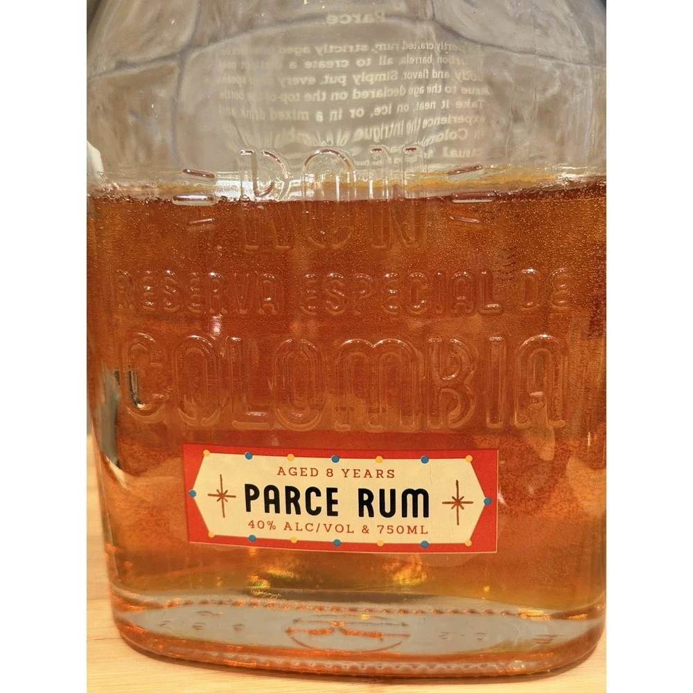 Resin Filled Faux Rum Bottle Parce 8 Year Colombia Luxe Bar Decor Display *
